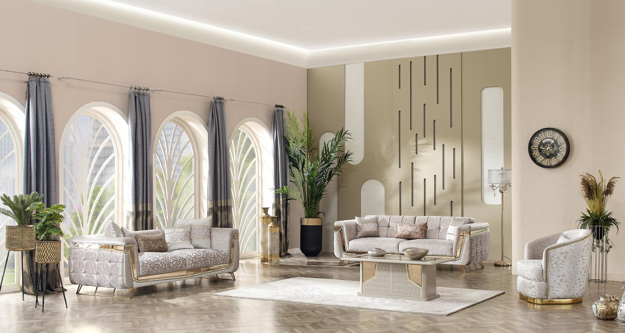 MAXİMO MİLANO KOLTUK TAKIMI GOLD